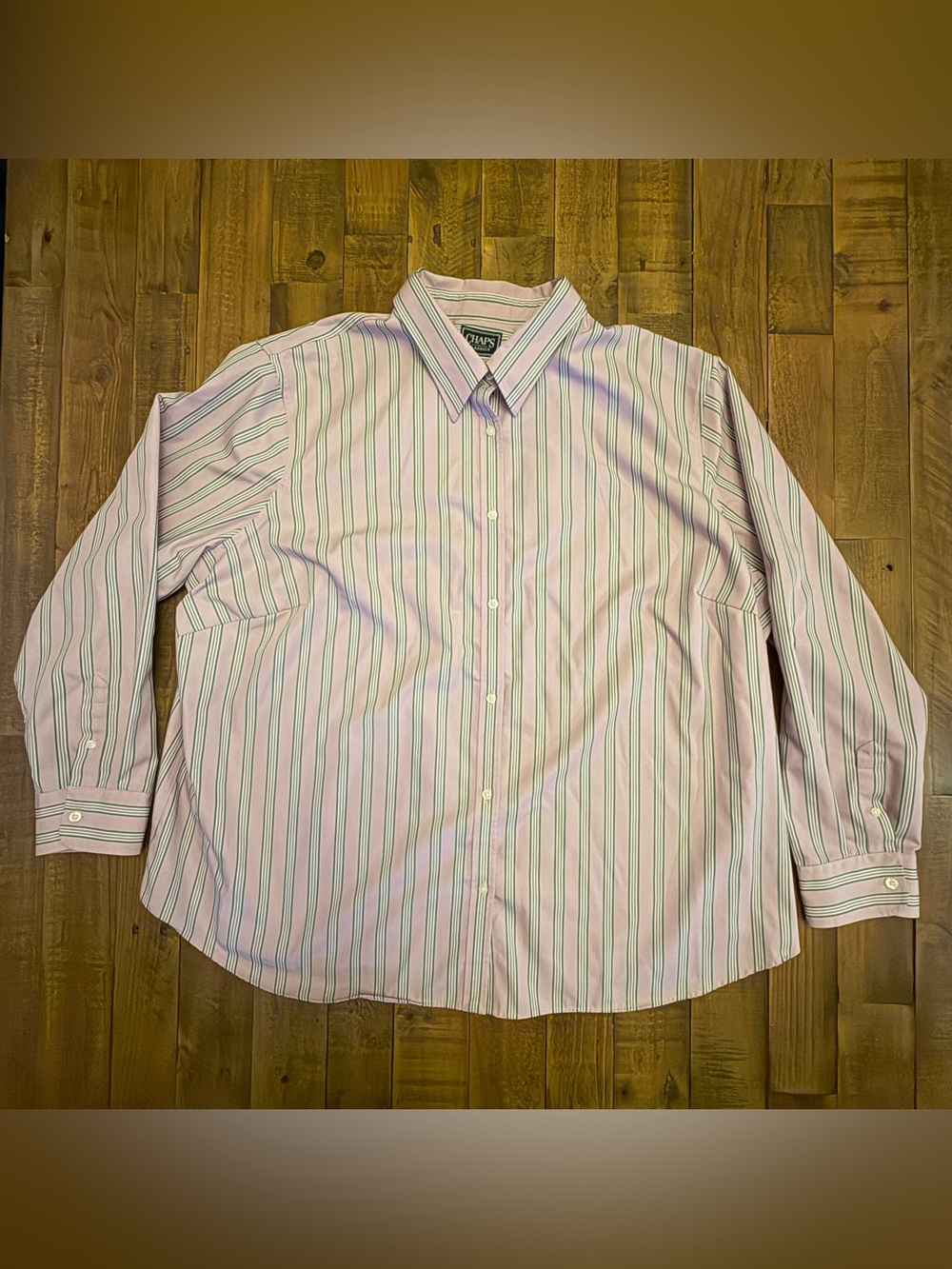 Chaps Classics Women’s 3X Pink Striped 100% Cotton Button-Up Shirt